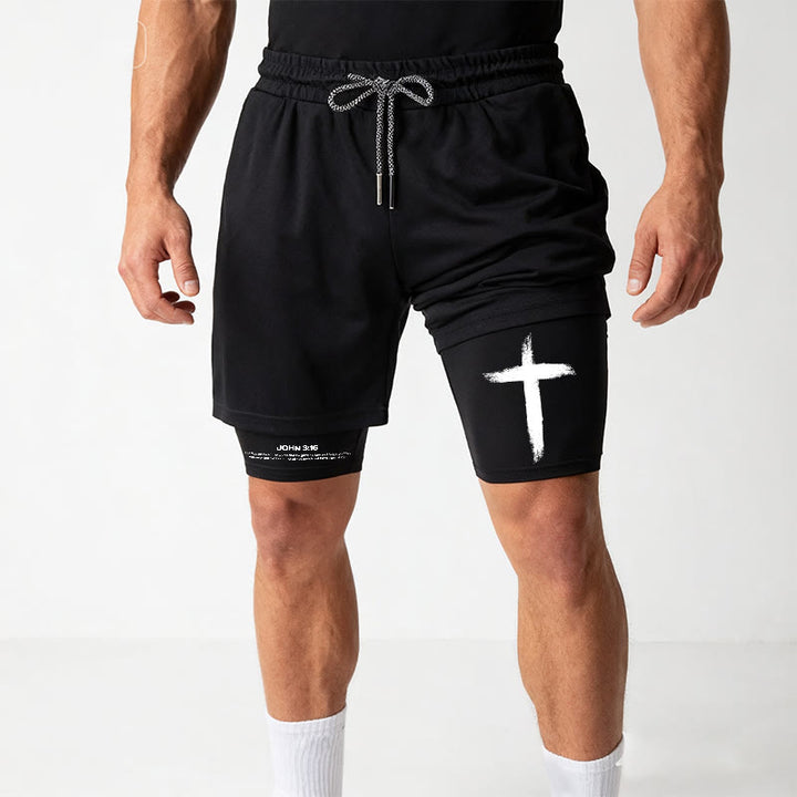 Christianartworkshop Giovanni 3:16 Cross Performance Shorts - image 9
