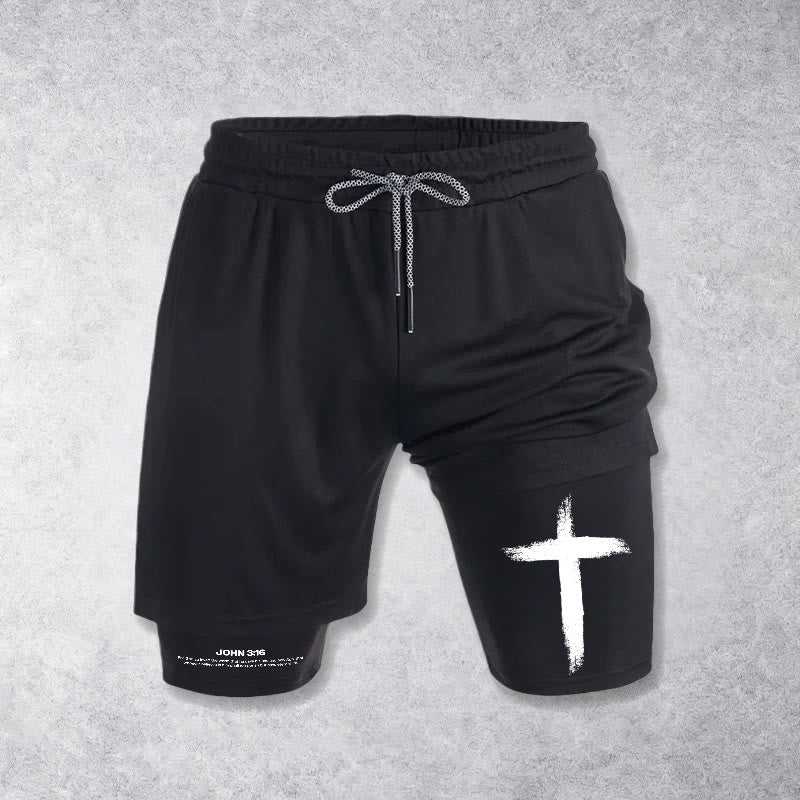 Christianartworkshop Giovanni 3:16 Cross Performance Shorts - image 4