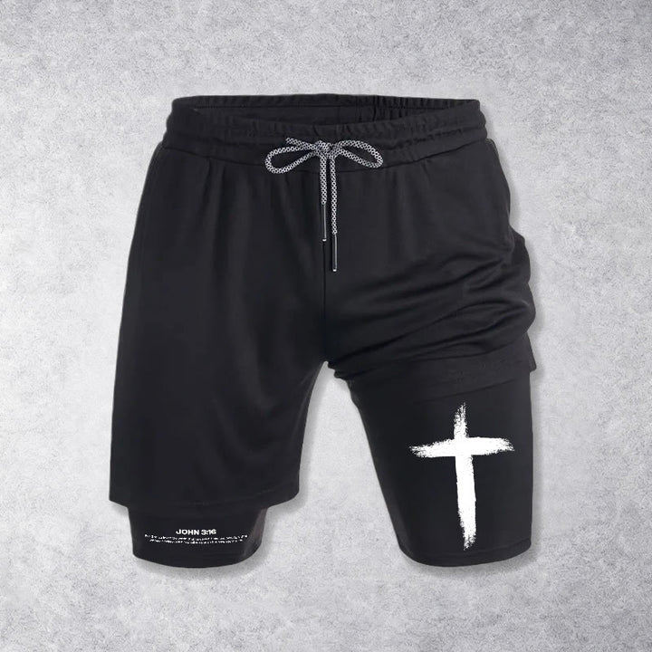 Christianartworkshop Giovanni 3:16 Cross Performance Shorts - image 3