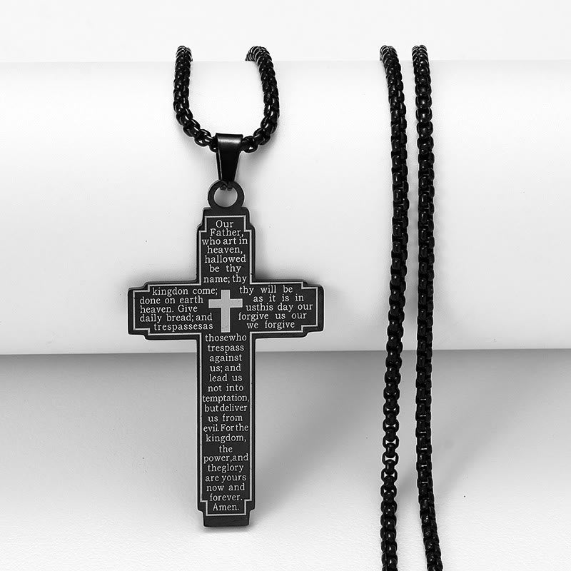 Collana con ciondolo a croce con Scritture di Christianartworkshop: versetto biblico e devozione fedele - Nero - image 3