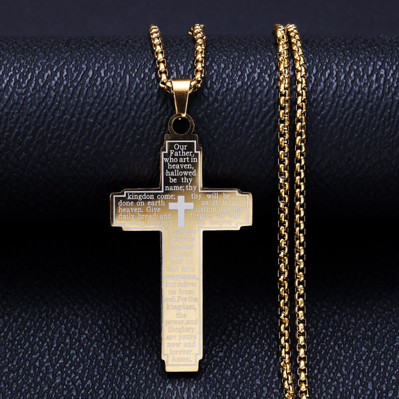 Christianartworkshop Collana con ciondolo a croce con Scritture: versetto biblico e devozione fedele - D'oro - image 5