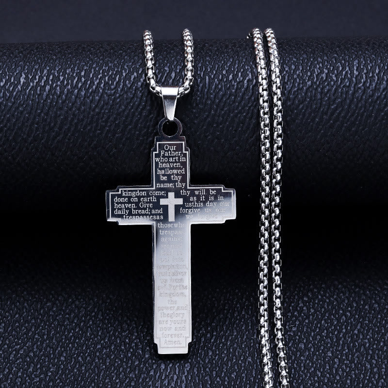 Christianartworkshop Collana con ciondolo a croce con Scritture: versetto biblico e devozione fedele - Argento - image 0