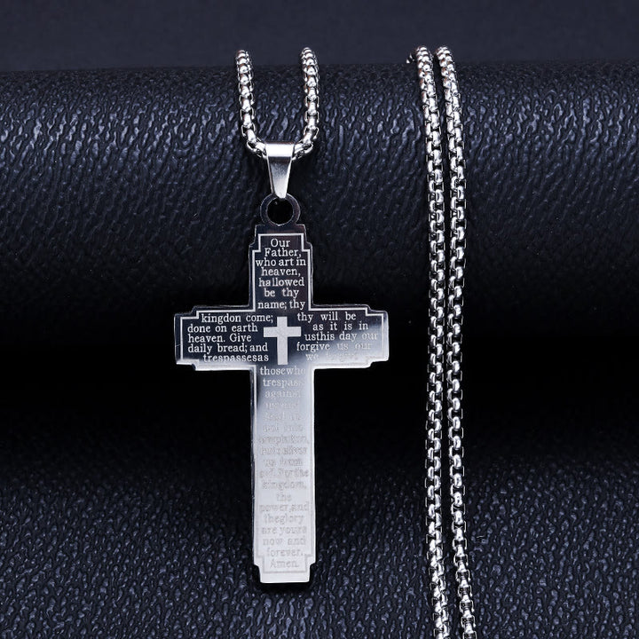 Christianartworkshop Collana con ciondolo a croce con Scritture: versetto biblico e devozione fedele - Argento - image 0