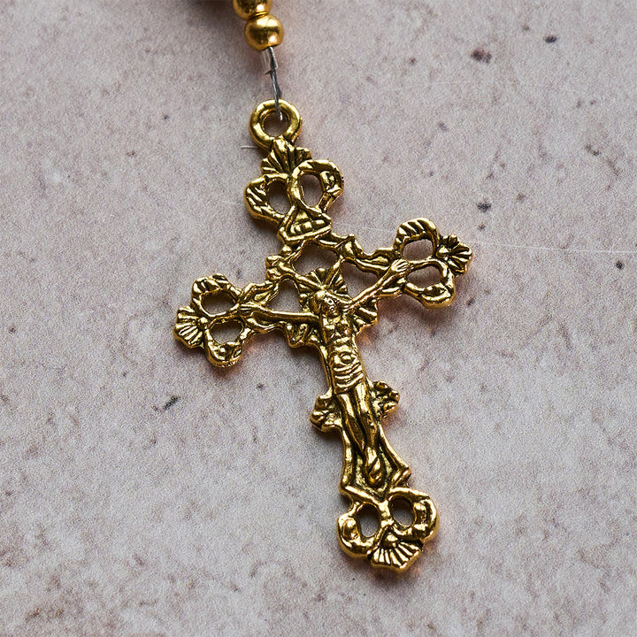 Rosario personalizzato in pietra imperiale viola Royal Faith Christianartworkshop con lettera personalizzata di GESÙ - image 11