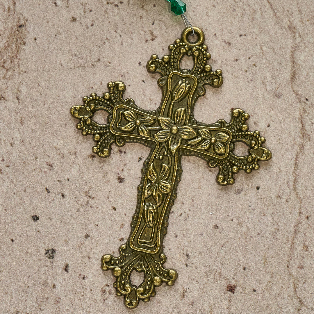 Christianartworkshop Regalo di Natale: Rosario con perline in ceramica floreale rossa e rosa verde: Il giardino dell'amore di Maria - image 14