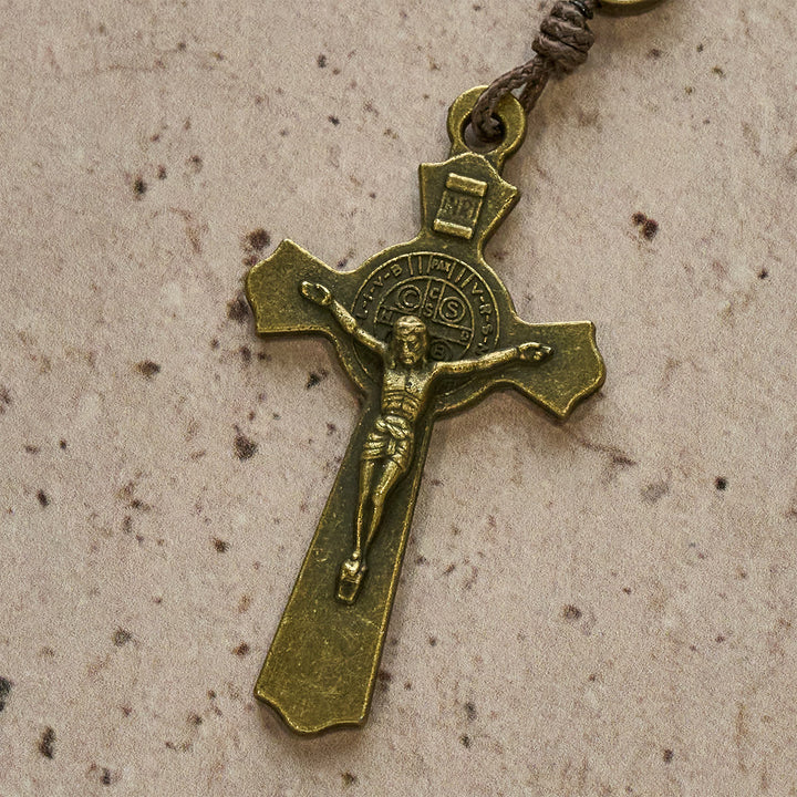 Rosario in gomma verde opaco Christianartworkshop con protezione di San Benedetto - image 10