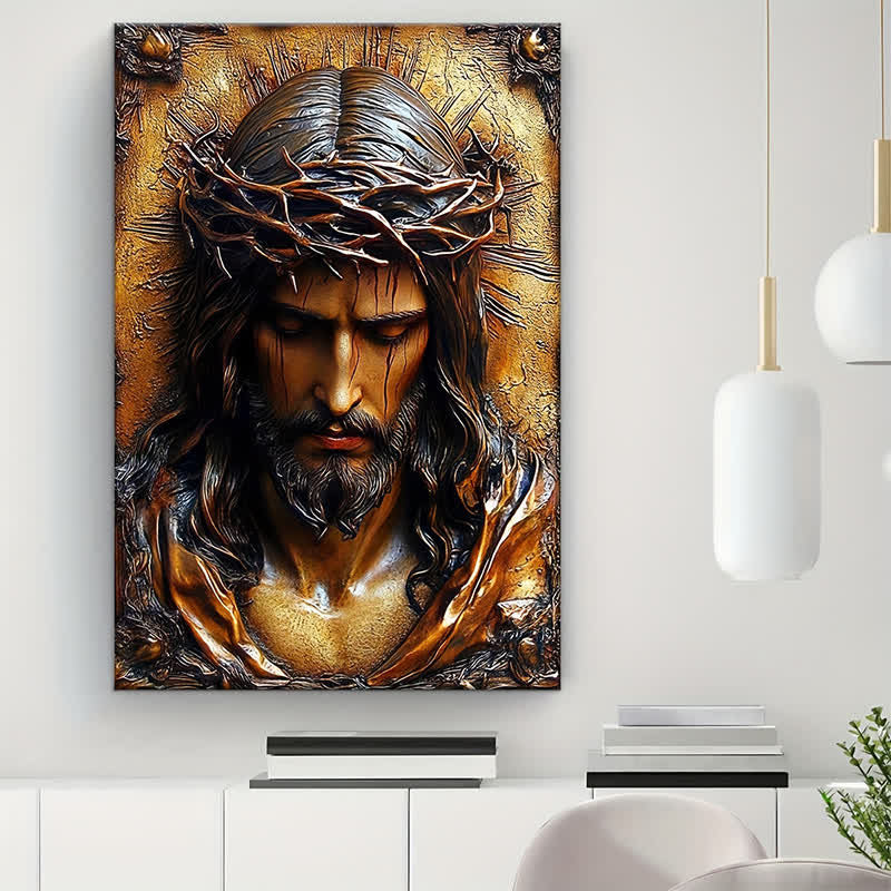 Christianartworkshop Stampe artistiche di Gesù con la corona di spine: un regalo di fede per credenti devoti - Dipinto su tela incorniciato - 11,81''*15,75''0,71"/30*40*1,8 cm - image 0