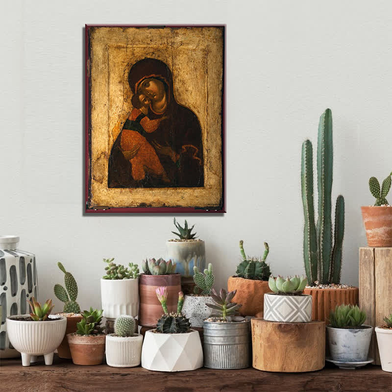 Christianartworkshop Stampe artistiche vintage uniche della Madonna col Bambino: espressione di fede distintiva - Dipinto su tela incorniciato - 11,81''*15,75''0,71"/30*40*1,8 cm - image 0