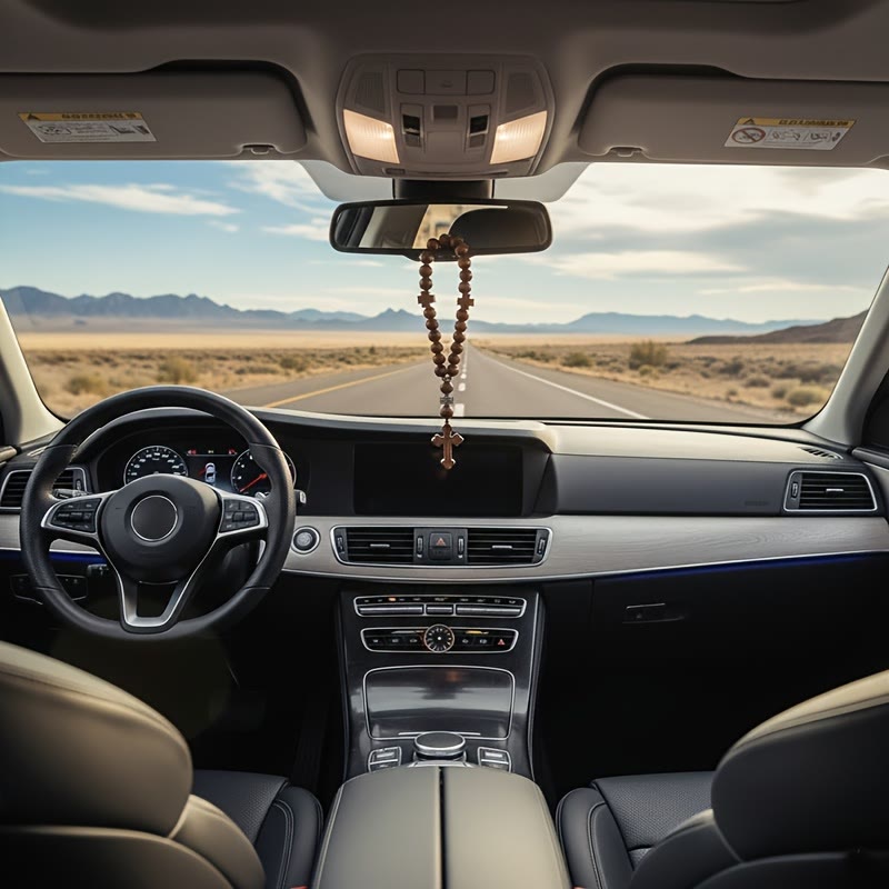 Christianartworkshop Ciondolo per auto con croce in legno "Fedele Viaggio": guida con la pace di Dio - image 2