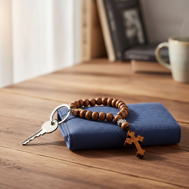 Christianartworkshop Ciondolo per auto con croce in legno "Fedele Viaggio": guida con la pace di Dio - image 3