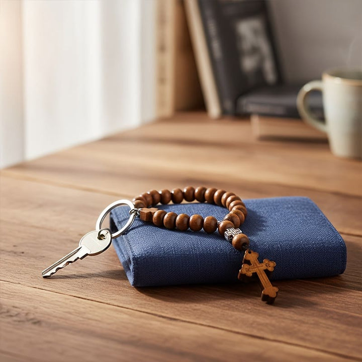 Christianartworkshop Ciondolo per auto con croce in legno "Fedele Viaggio": guida con la pace di Dio - image 3