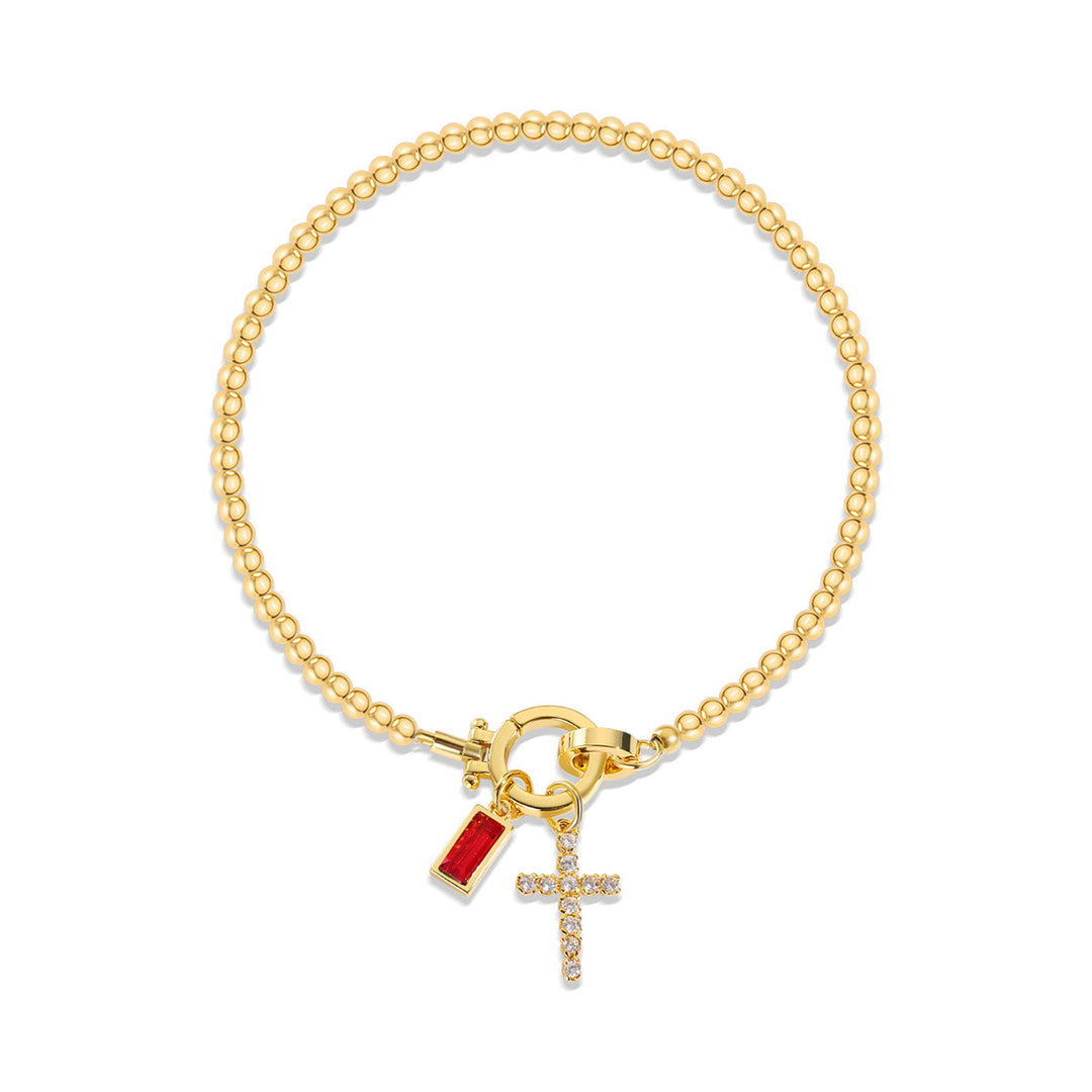 Christianartworkshop Bracciale con croce con 12 pietre portafortuna: identità guidata dalla fede e devozione senza tempo - Gennaio - image 0