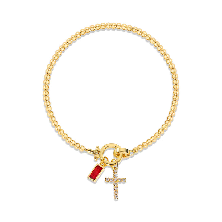 Christianartworkshop Bracciale con croce con 12 pietre portafortuna: identità guidata dalla fede e devozione senza tempo - Gennaio - image 0