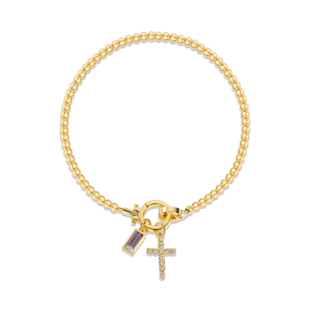 Christianartworkshop Bracciale con croce con 12 pietre portafortuna: identità guidata dalla fede e devozione senza tempo - Giugno - image 5