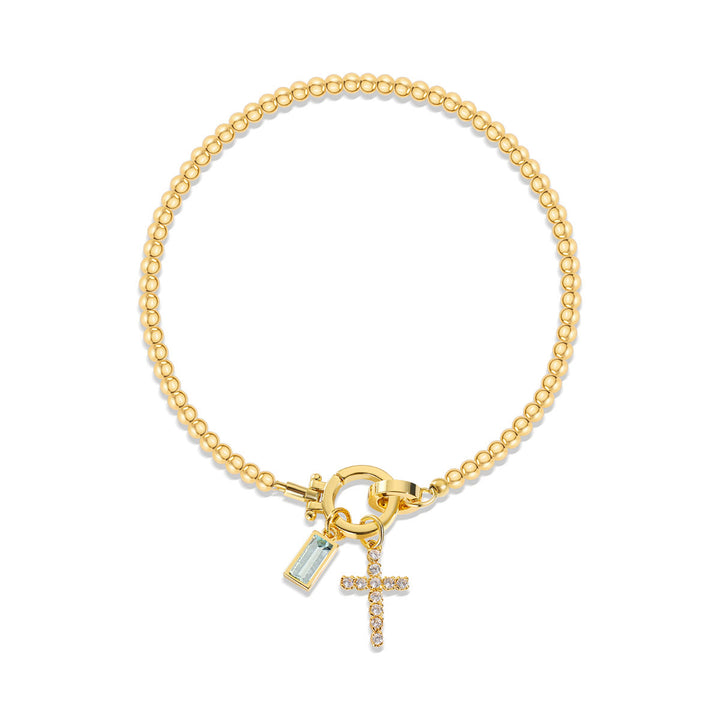 Christianartworkshop Bracciale con croce con 12 pietre portafortuna: identità guidata dalla fede e devozione senza tempo - Marzo - image 2