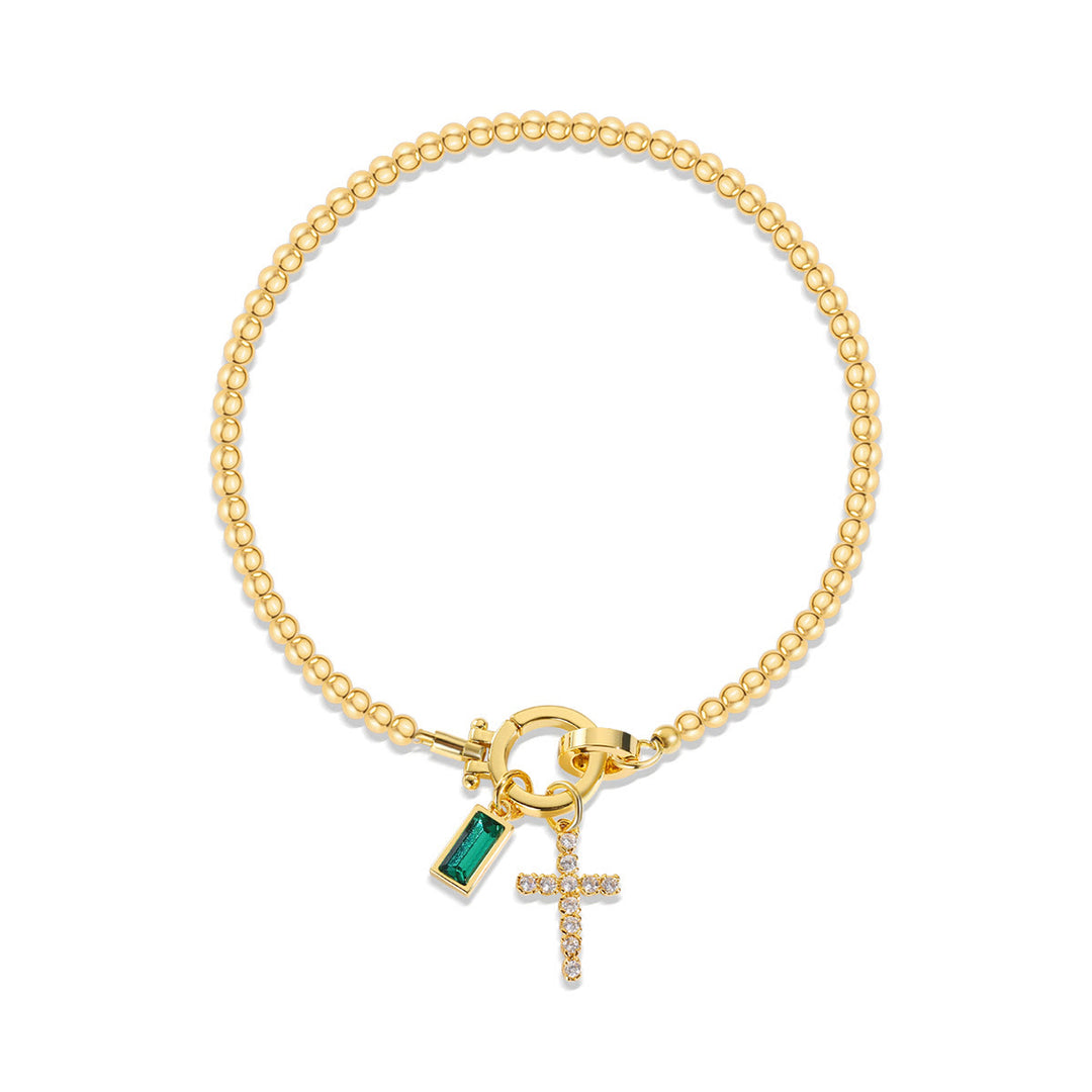 Christianartworkshop Bracciale con croce con 12 pietre portafortuna: identità guidata dalla fede e devozione senza tempo - Maggio - image 4