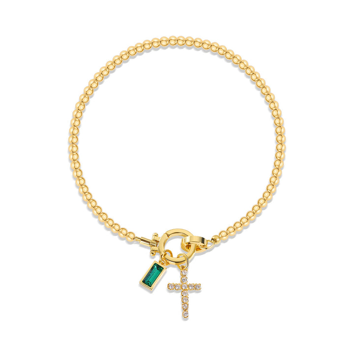Christianartworkshop Bracciale con croce con 12 pietre portafortuna: identità guidata dalla fede e devozione senza tempo - Maggio - image 4