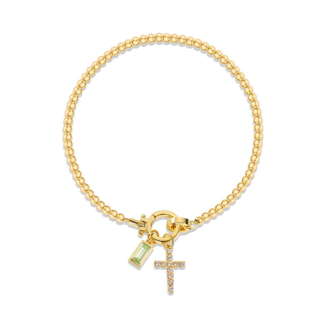 Christianartworkshop Bracciale con croce con 12 pietre portafortuna: identità guidata dalla fede e devozione senza tempo - agosto - image 7