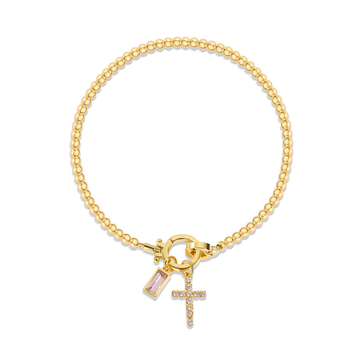 Christianartworkshop Bracciale con croce con 12 pietre portafortuna: identità guidata dalla fede e devozione senza tempo - ottobre - image 9