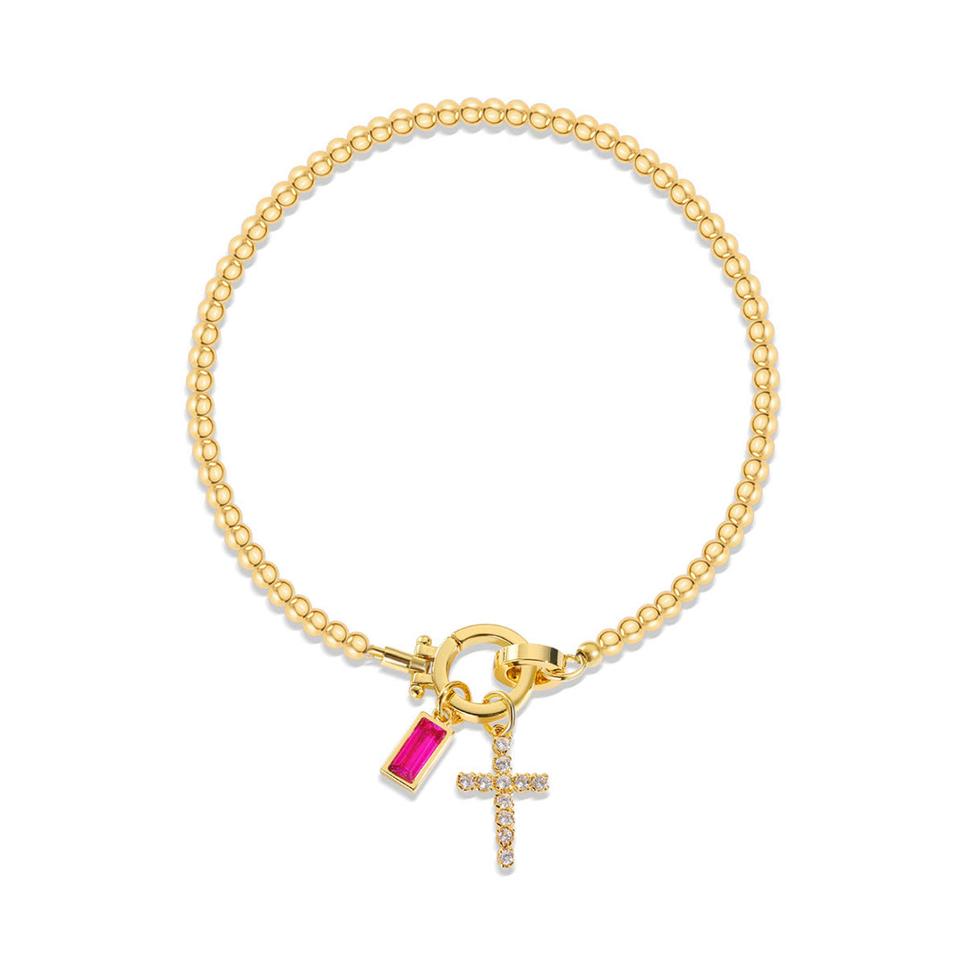 Christianartworkshop Bracciale con croce con 12 pietre portafortuna: identità guidata dalla fede e devozione senza tempo - Luglio - image 6