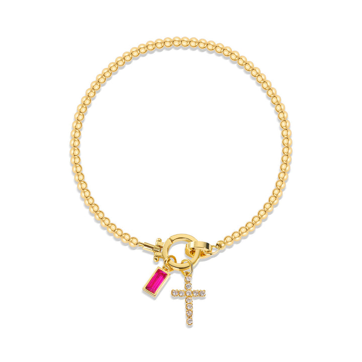 Christianartworkshop Bracciale con croce con 12 pietre portafortuna: identità guidata dalla fede e devozione senza tempo - Luglio - image 6