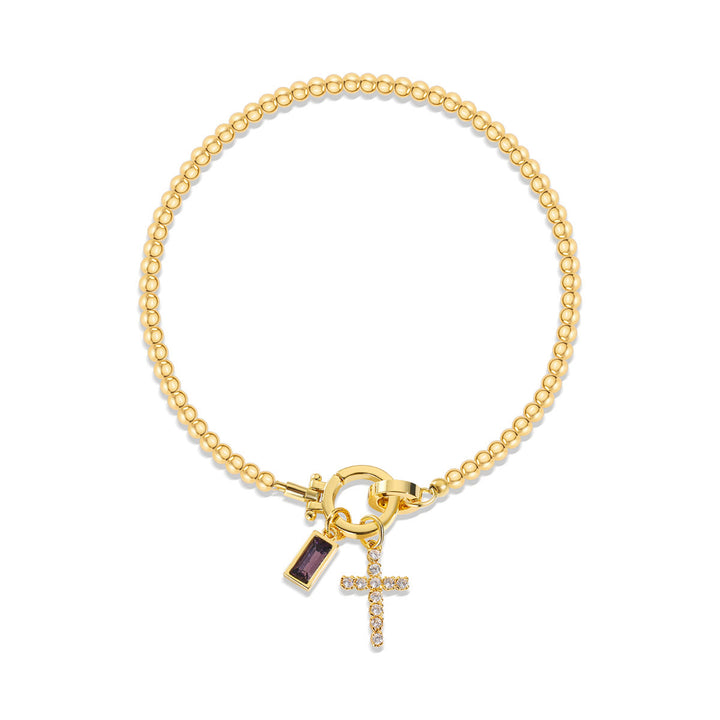 Christianartworkshop Bracciale con croce con 12 pietre portafortuna: identità guidata dalla fede e devozione senza tempo - Febbraio - image 1