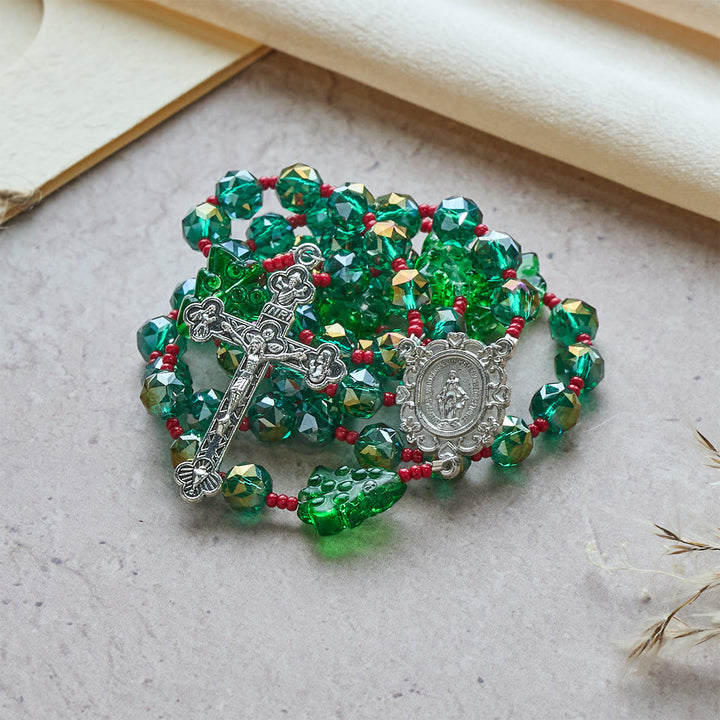 Christianartworkshop Regalo di Natale: Gioioso albero verde della speranza Rosario di Natale: Celebra la nascita di Cristo - image 7