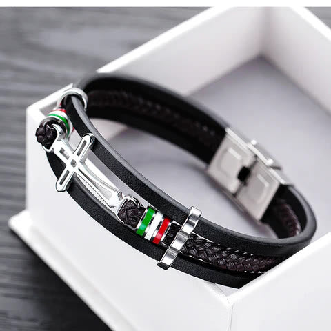 Bracciale in pelle con croce Christianartworkshop : fede robusta e devozione elegante da indossare ogni giorno - image 3