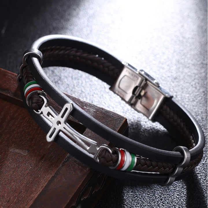 Bracciale in pelle con croce Christianartworkshop : fede robusta e devozione elegante da indossare ogni giorno - image 2