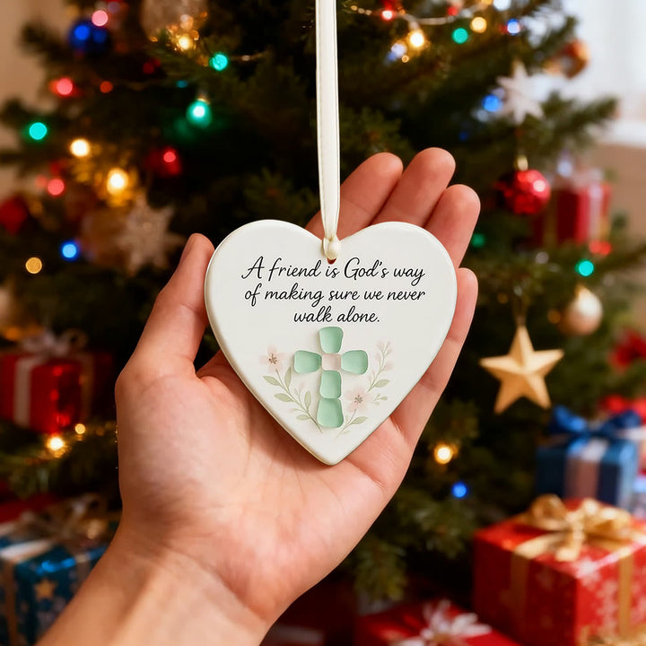 Christianartworkshop Decorazione da appendere a forma di cuore: un amico è la via di Dio, promemoria di fede e amicizia - image 1