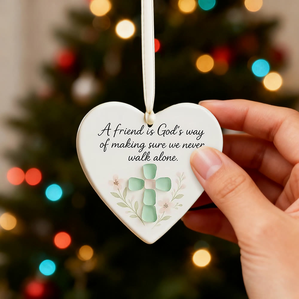 Christianartworkshop Decorazione da appendere a forma di cuore: un amico è la via di Dio, promemoria di fede e amicizia - image 3