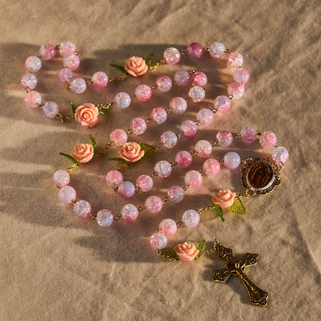 Christianartworkshop Vergine Maria con rosario decorato con rose: fede senza tempo e simbolo di fede floreale - image 7