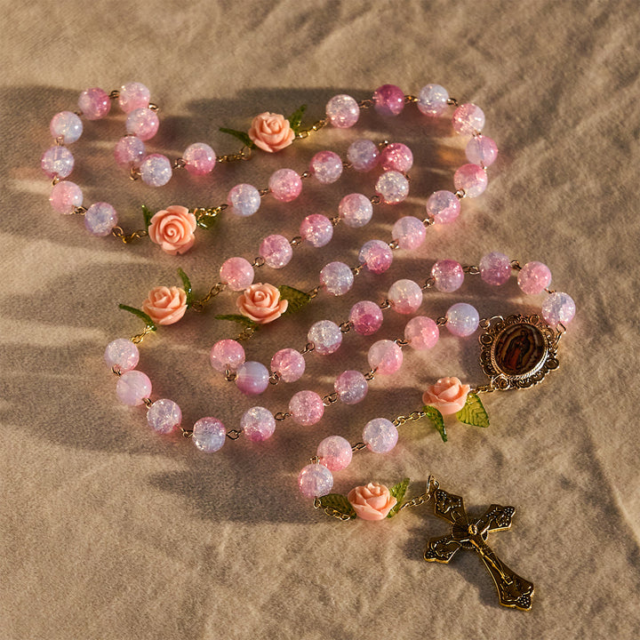 Christianartworkshop Vergine Maria con rosario decorato con rose: fede senza tempo e simbolo di fede floreale - image 7