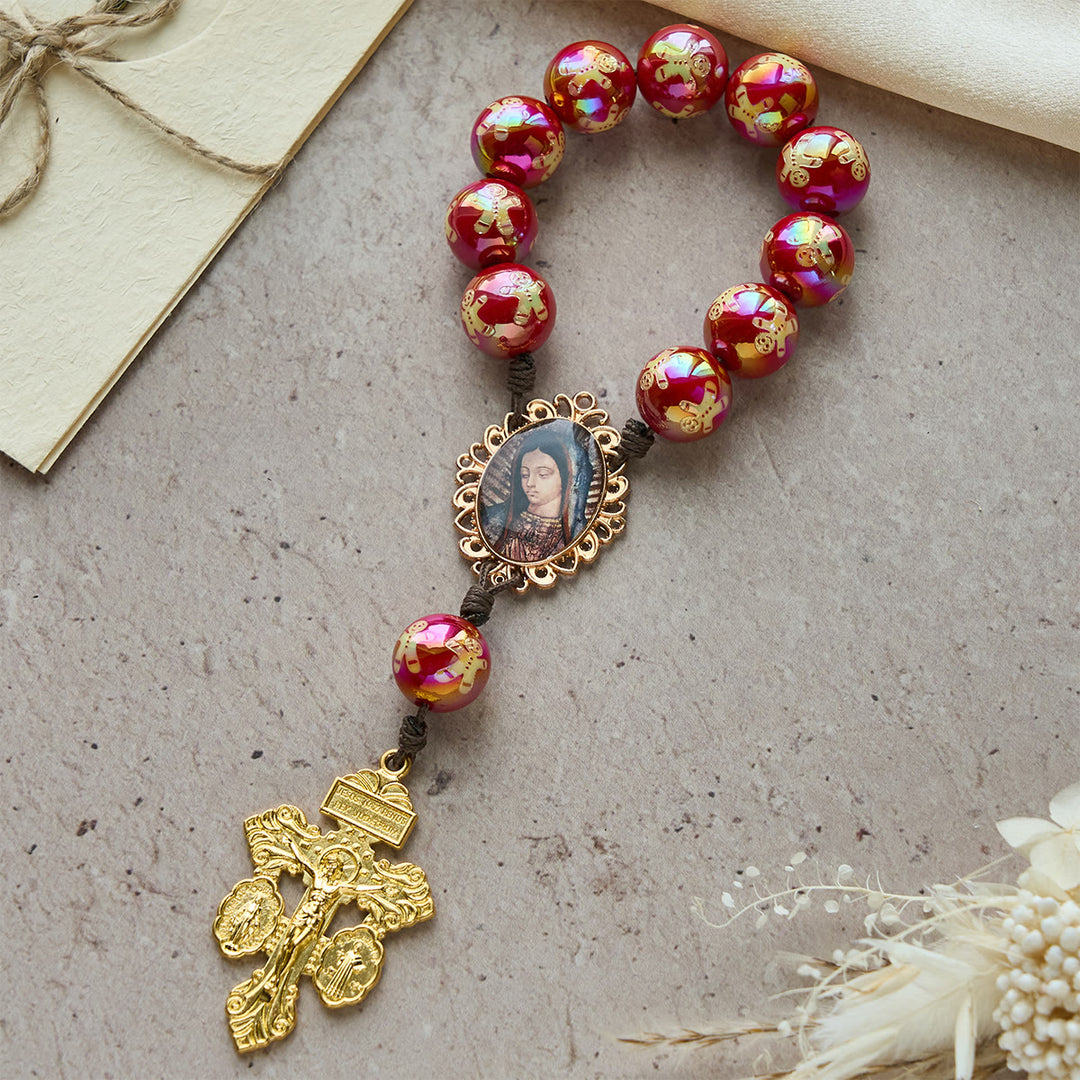 Christianartworkshop Devozione natalizia Rosario tascabile con perline rosse e verdi per le feste: prega ovunque e in qualsiasi momento - image 8