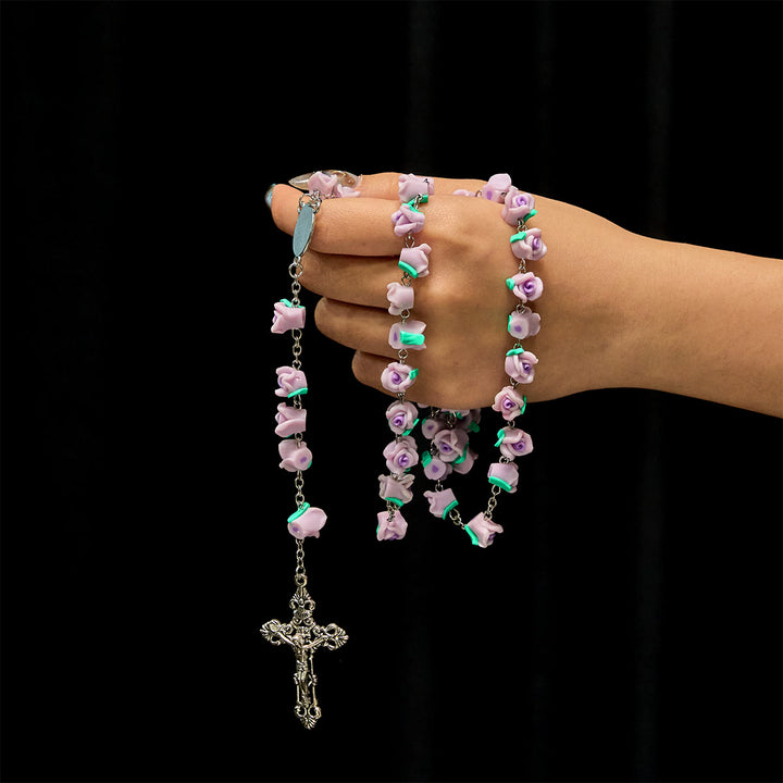 Christianartworkshop Rosario di rose in argilla morbida: devozione floreale e connessione spirituale artigianale - image 9