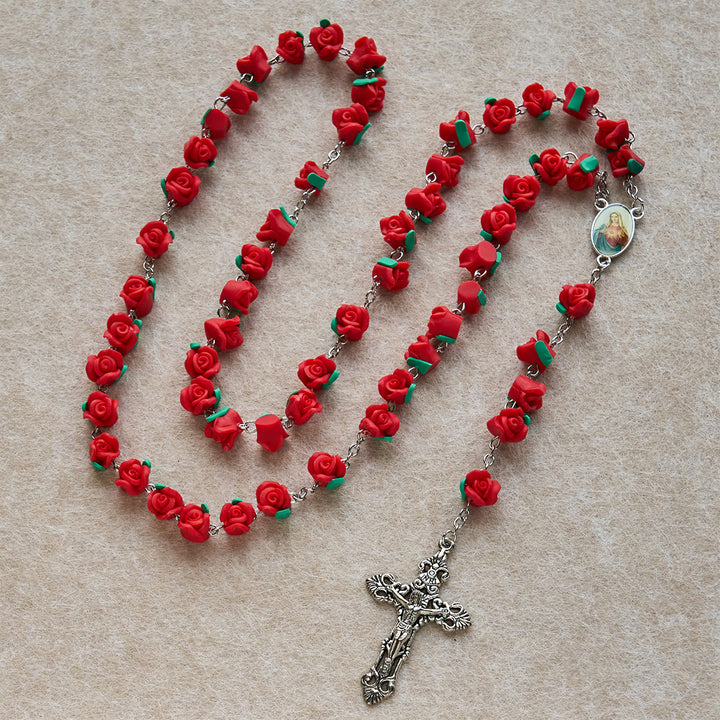 Christianartworkshop Rosario di rose in argilla morbida: devozione floreale e connessione spirituale artigianale - image 4
