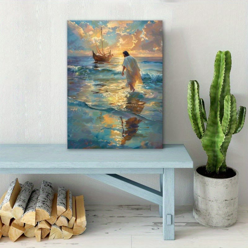 Christianartworkshop Arte murale del viaggio spirituale: Gesù che cammina sull'acqua e risonanza della fede per l'arredamento - image 2