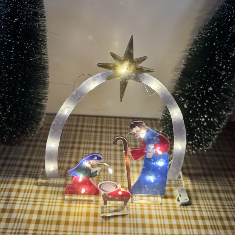 Christianartworkshop Decorazione luminosa della Sacra Famiglia: storia natalizia e ciondolo devozionale per la casa - image 1