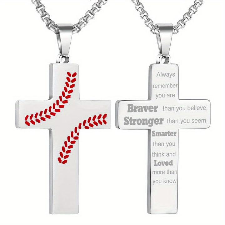 Christianartworkshop Collana con croce a punto baseball: devozione atletica e citazione ispiratrice - image 4
