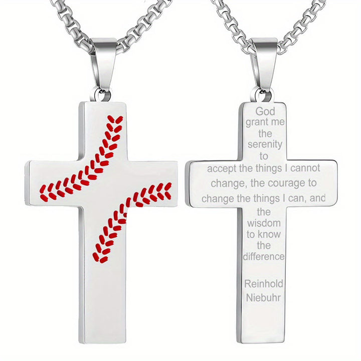 Christianartworkshop Collana con croce a punto baseball: devozione atletica e citazione ispiratrice - Argento - Dio - image 10