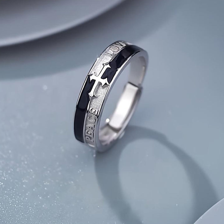 Anello della fede con croce Christianartworkshop : pace, amore e devozione senza tempo - Regolabile (adatto per taglie USA 8-10) - image 0
