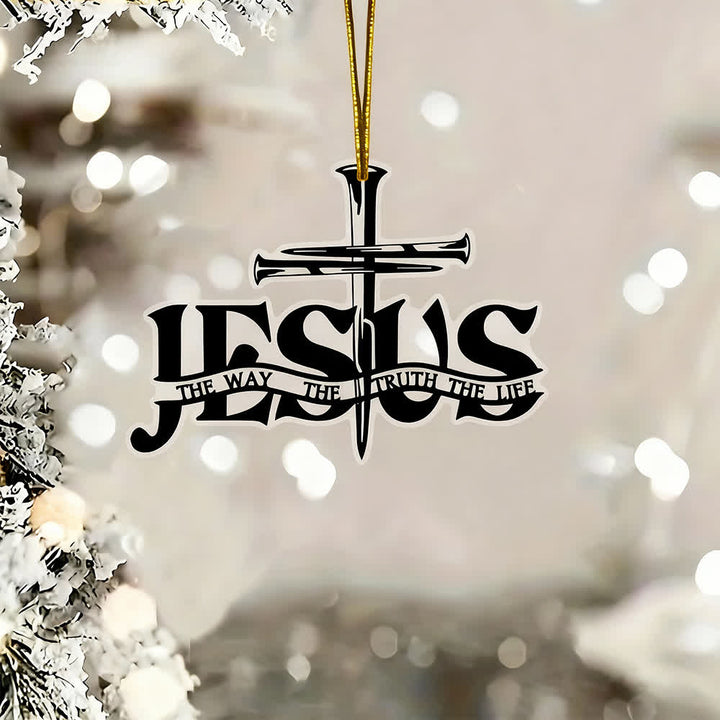 Christianartworkshop Ciondolo per auto con croce di preghiera di Gesù piatta in stile bohémien con iscrizione - image 2