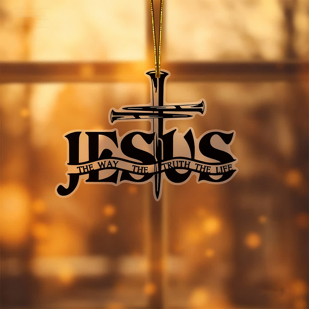 Christianartworkshop Ciondolo per auto con croce di preghiera di Gesù piatta in stile bohémien con iscrizione - image 3