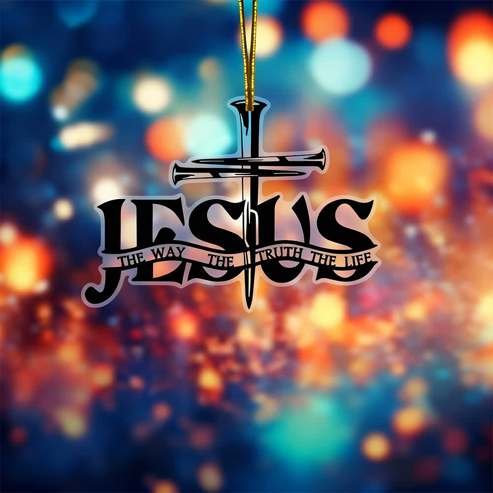 Christianartworkshop Ciondolo per auto con croce di preghiera di Gesù piatta in stile bohémien con iscrizione - image 4