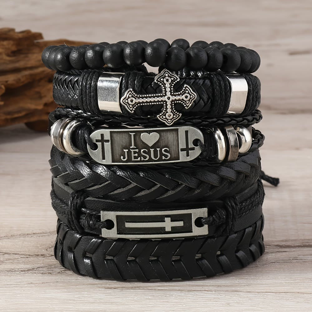 Christianartworkshop Braccialetto in pelle Faith-Driven, set da 6: devozione ed espressione di stile - image 1