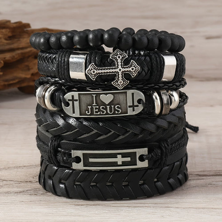 Christianartworkshop Braccialetto in pelle Faith-Driven, set da 6: devozione ed espressione di stile - image 1