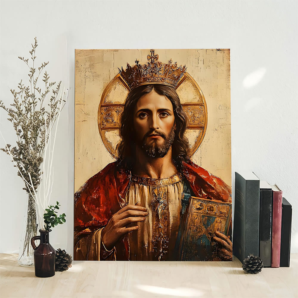 Stampe artistiche da parete di Cristo Re di Christianartworkshop: devozione reale e sacra maestà - Dipinto su tela incorniciato - 11,81''*15,75''0,71"/30*40*1,8 cm - image 0