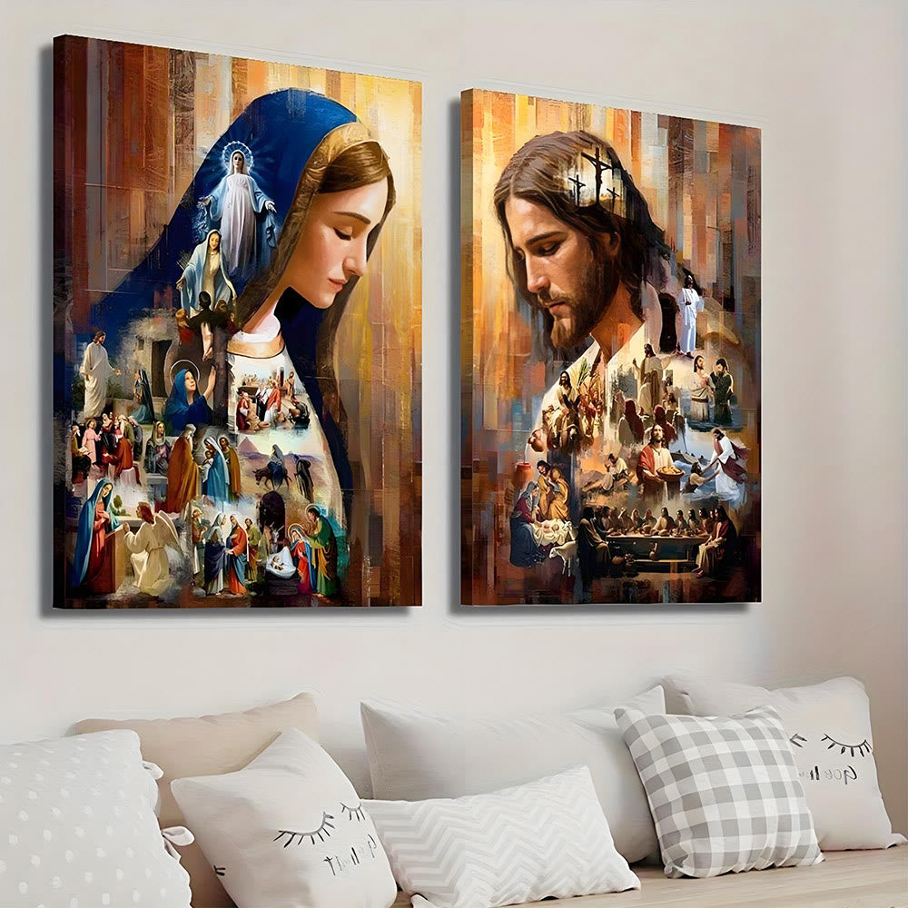 Christianartworkshop Stampe artistiche murali con narrazione spirituale di Gesù e Maria: viaggio di fede e narrazione - image 1