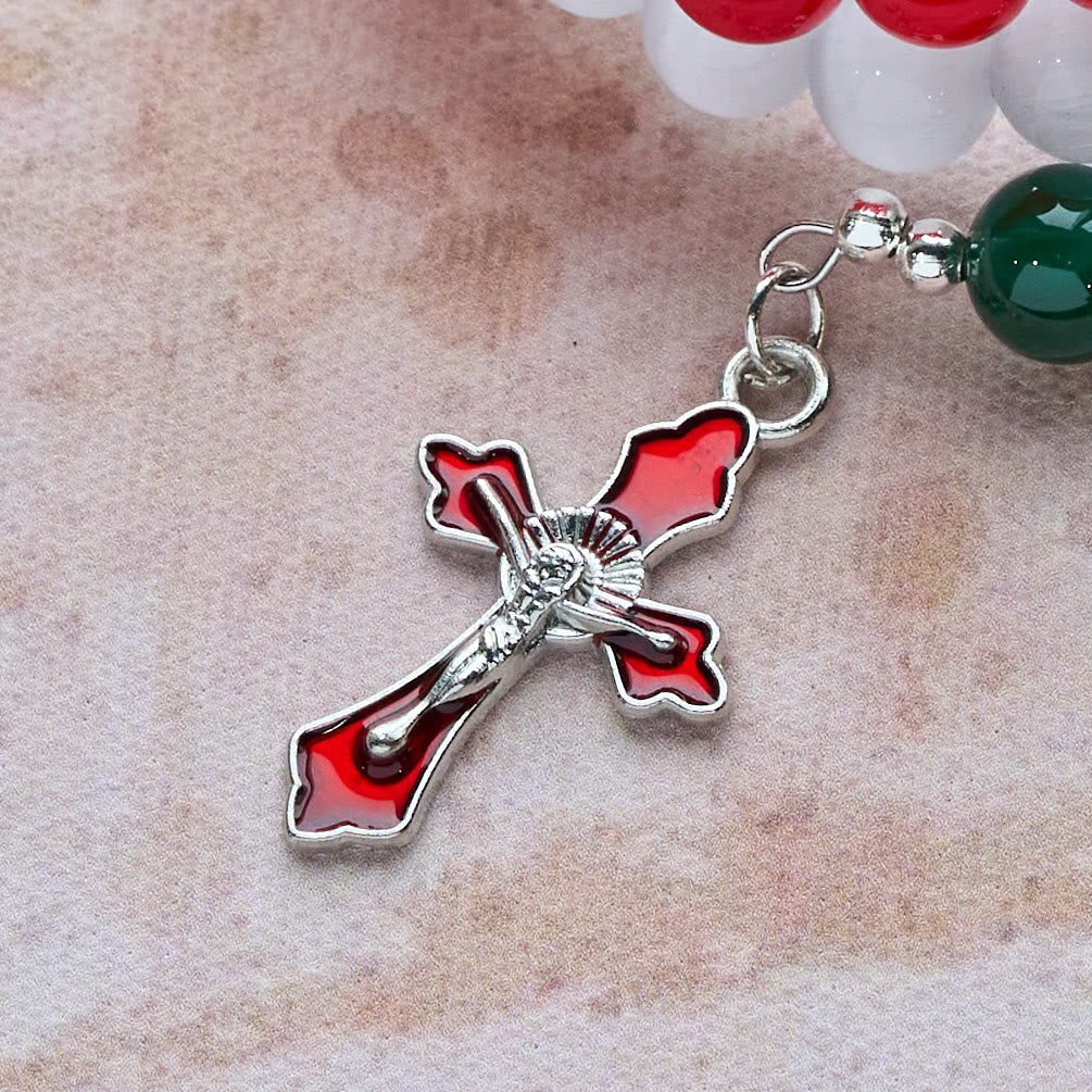 Braccialetto rosario di giada e agata natalizio Christianartworkshop : fede e devozione festiva - image 7