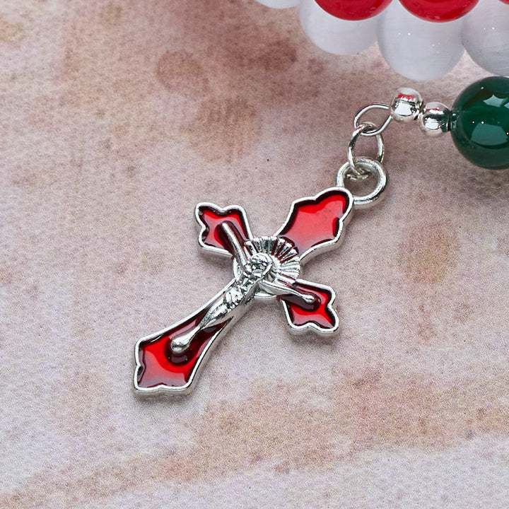 Braccialetto rosario di giada e agata natalizio Christianartworkshop : fede e devozione festiva - image 7